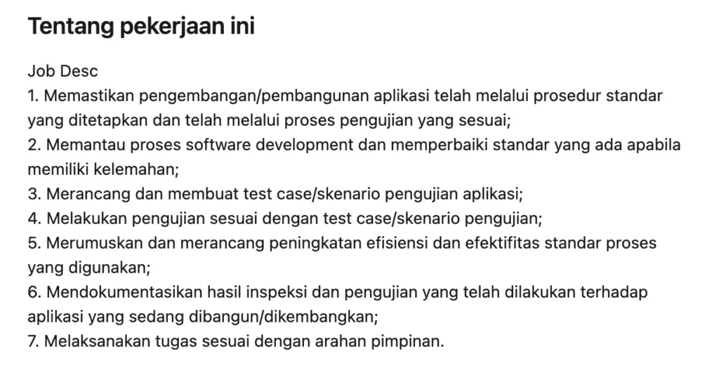 contoh tugas software tester