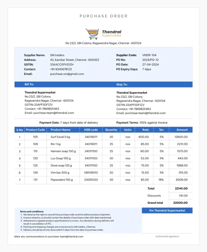 gambar contoh purchase order